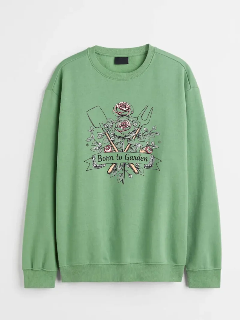 Born To Garden Shirt  Elegant Rose And Gardening Tools Design Tee Sweatshirt - Image 2