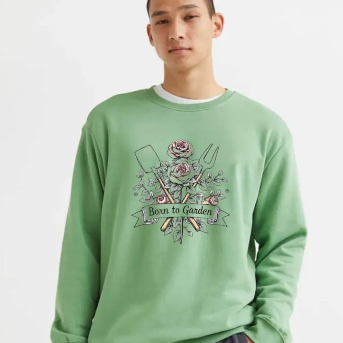 Born To Garden Shirt  Elegant Rose And Gardening Tools Design Tee Sweatshirt