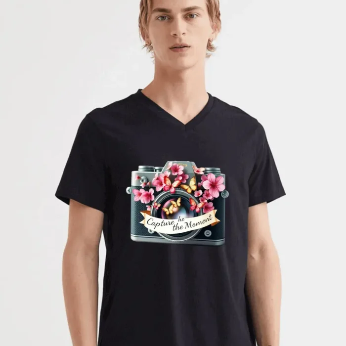 Capture The Moment Shirt  Floral Butterfly Camera Illustration Tee T-Shirt