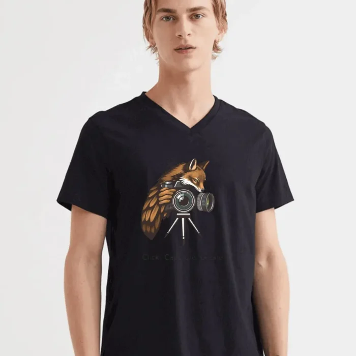 Click Capture Create Shirt  Artistic Fox With Camera Tripod Graphic T-Shirt