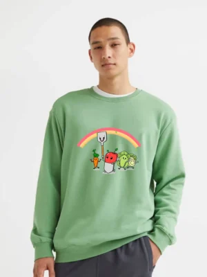 Cute Gardening Veggies Shirt  Kawaii Vegetable Parade With Rainbow  Feciate Sweatshirt