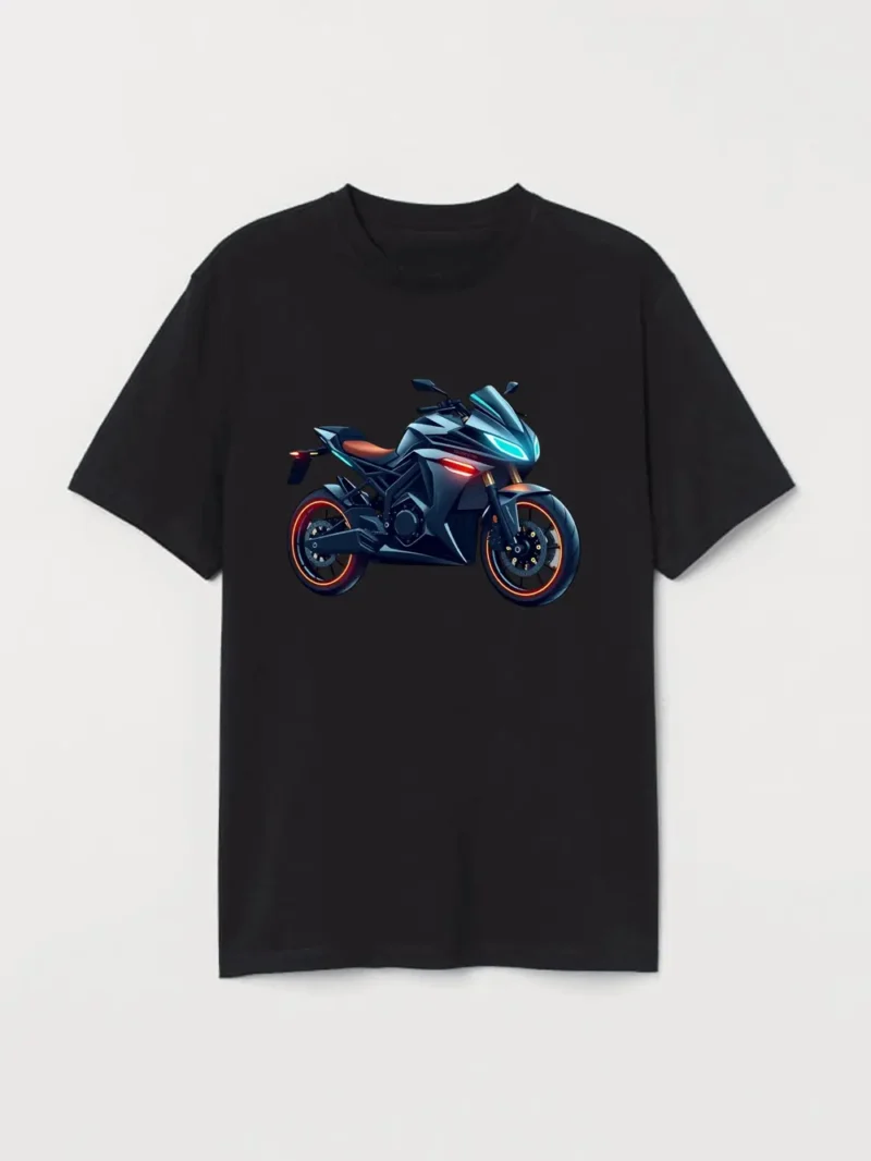 Futuristic Neon Sportbike Shirt  Sci-Fi Motorcycle Racing Design T-Shirt - Image 2