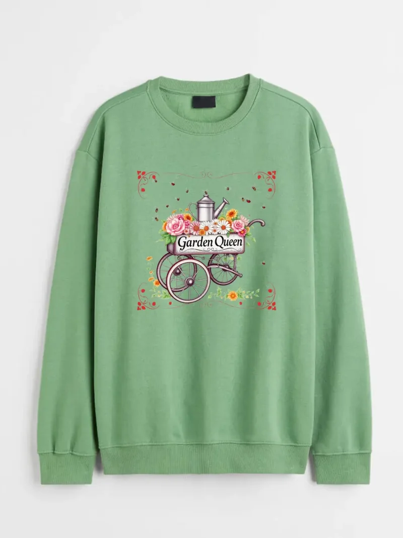 Garden Queen Shirt  Vintage Wheelbarrow And Watering Can Floral Tee Sweatshirt - Image 2