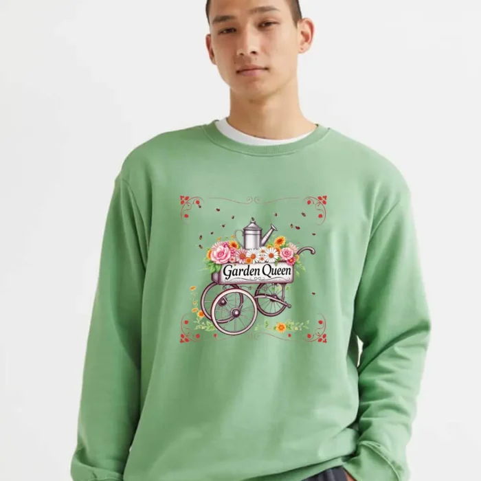 Garden Queen Shirt  Vintage Wheelbarrow And Watering Can Floral Tee Sweatshirt
