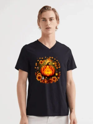 Jack-O'-Lantern Autumn Cats Shirt  Cozy Fall Halloween Pumpkin Design T-Shirt