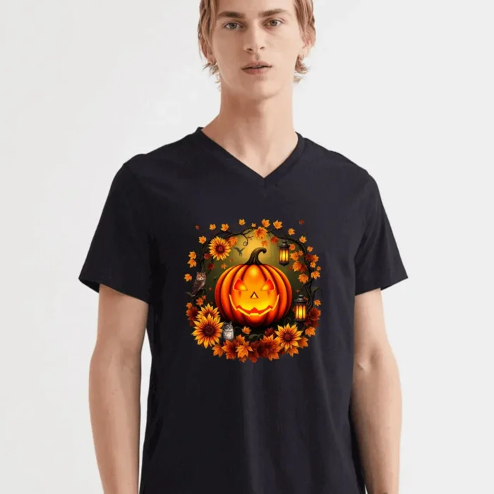 Jack-O'-Lantern Autumn Cats Shirt  Cozy Fall Halloween Pumpkin Design T-Shirt