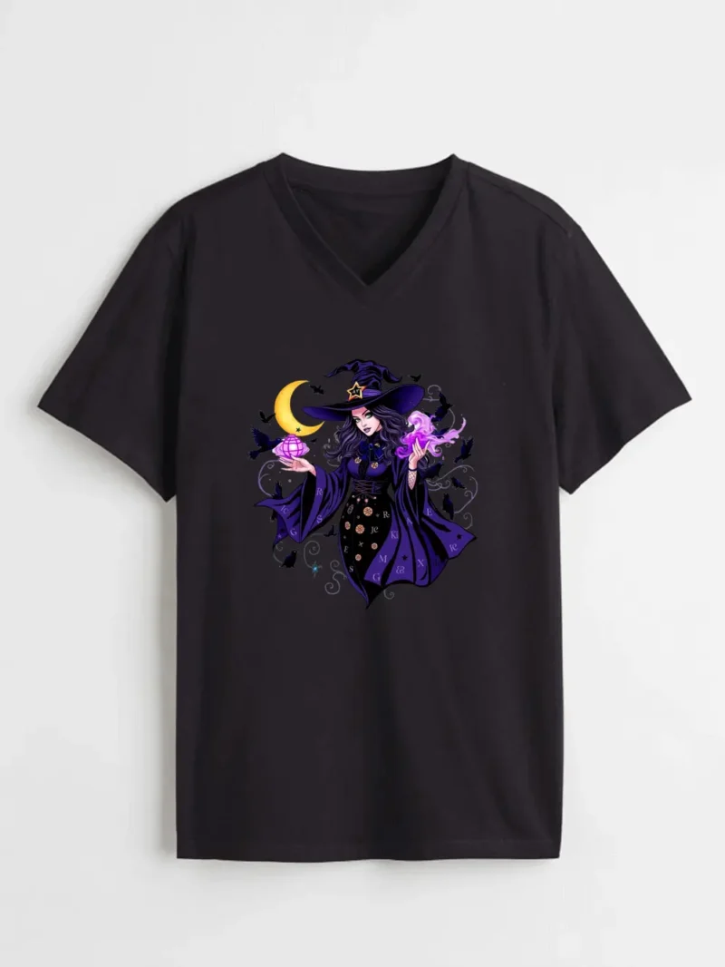Mystic Witch Halloween Shirt  Gothic Sorceress With Ravens And Moon T-Shirt - Image 2