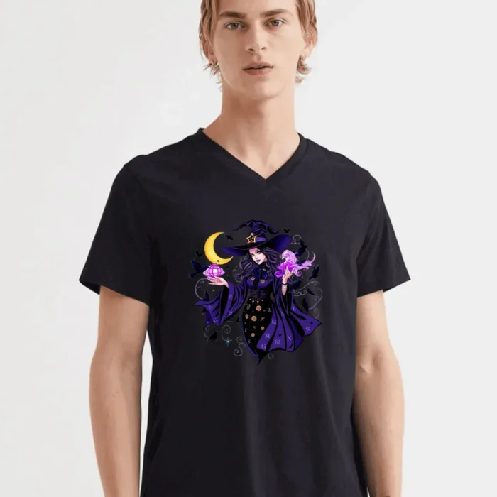 Mystic Witch Halloween Shirt  Gothic Sorceress With Ravens And Moon T-Shirt