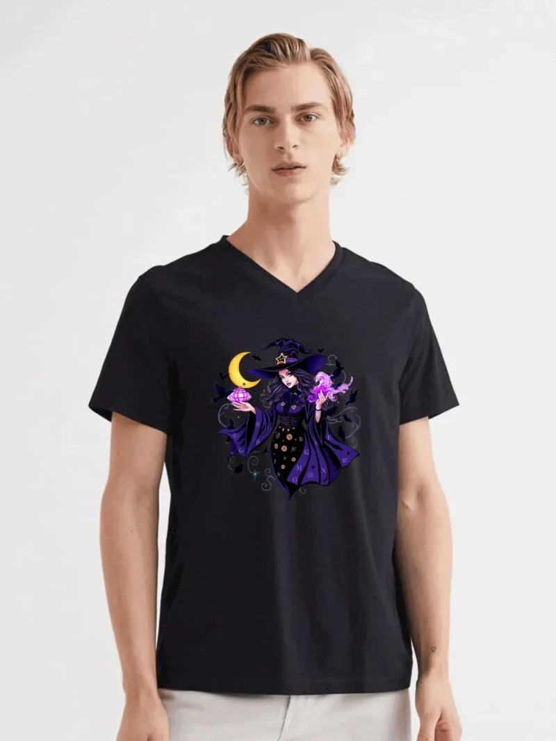 Mystic Witch Halloween Shirt  Gothic Sorceress With Ravens And Moon T-Shirt