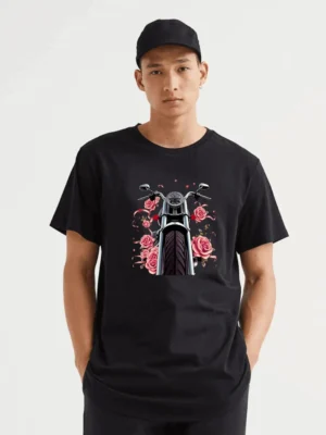 Romantic Rose Rider Shirt  Floral Motorcycle Aesthetic Tee T-Shirt