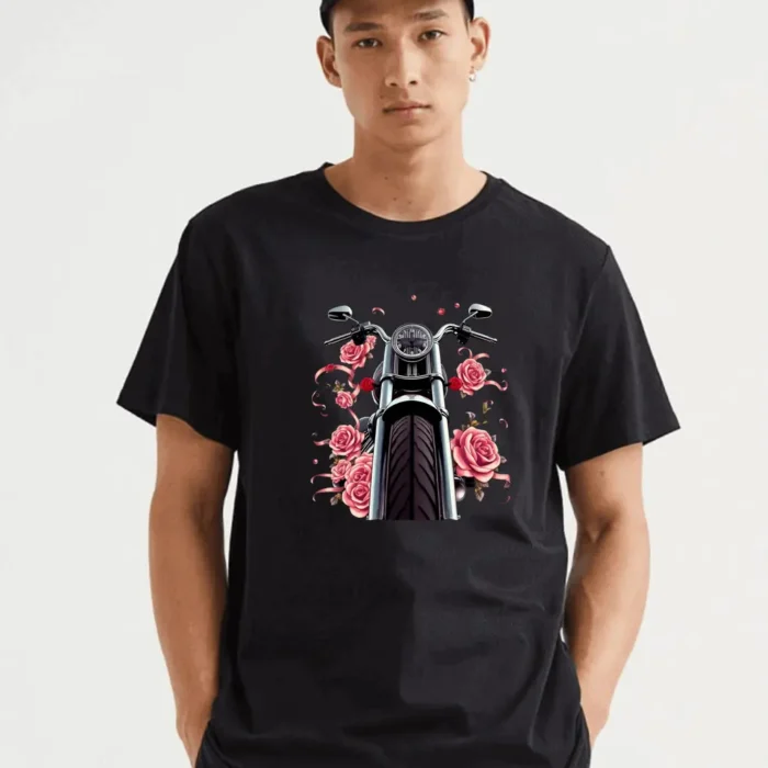 Romantic Rose Rider Shirt  Floral Motorcycle Aesthetic Tee T-Shirt