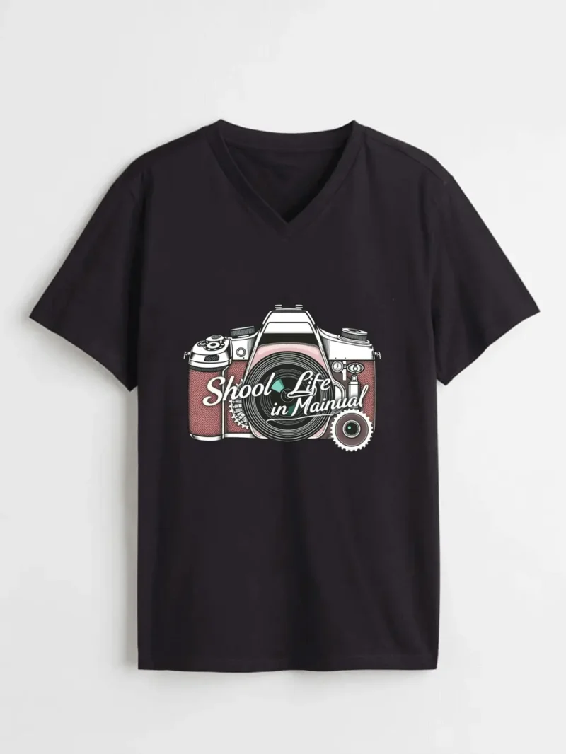 Shoot Life In Manual Shirt  Vintage Hand-Drawn Camera Design Tee T-Shirt - Image 2