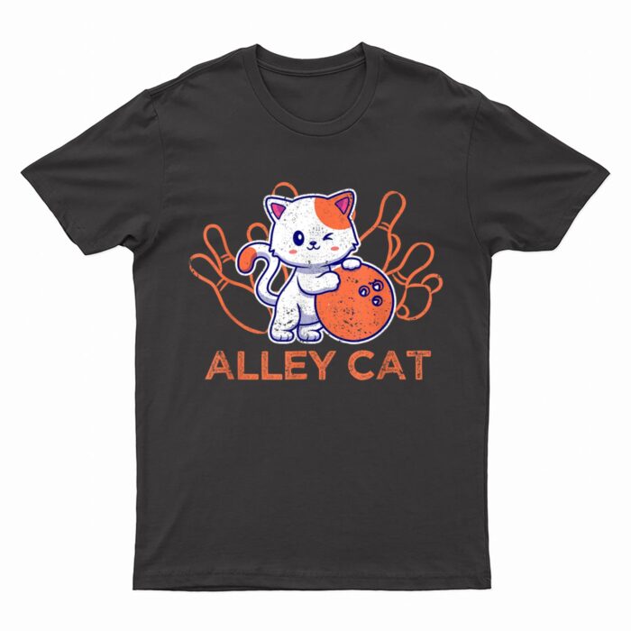 Alley Cat Bowling Team Humor Funny Bowler Cats Vintage T-Shirt