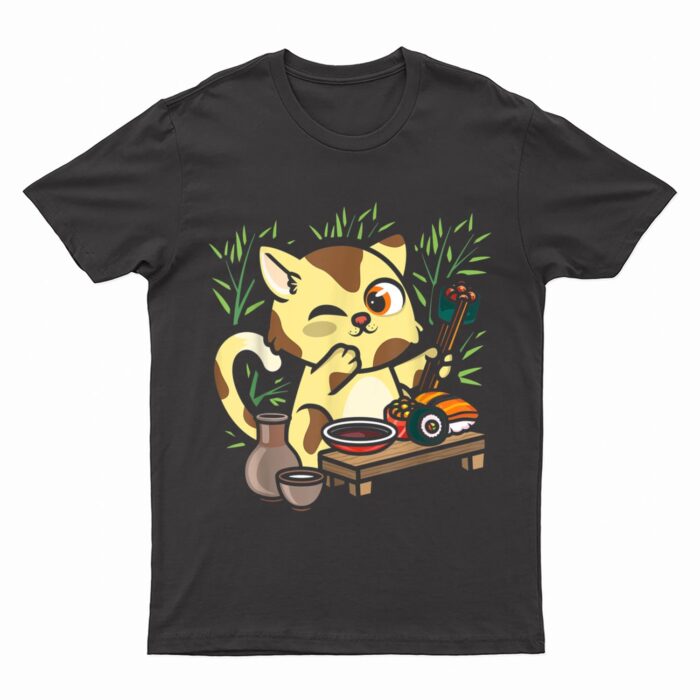 Animal Sushi Cat Lover Japanese Kawaii Cat Eating Food Art T-Shirt