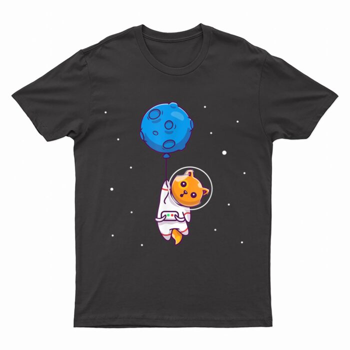 Astronaut Cat in Space Holding Planet Balloon, Cat Lover T-Shirt