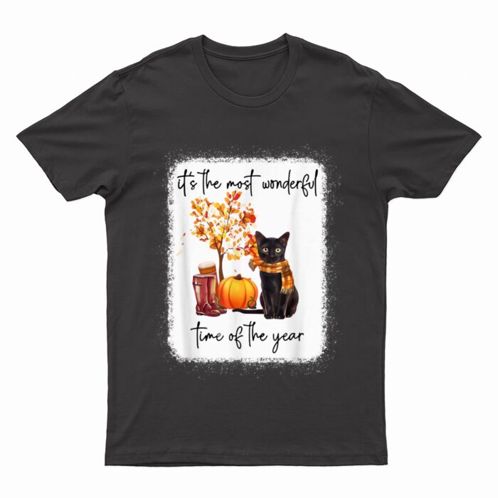 Black Cat Fall Itu2018s The Most Wonderful Time Of The Year T-Shirt
