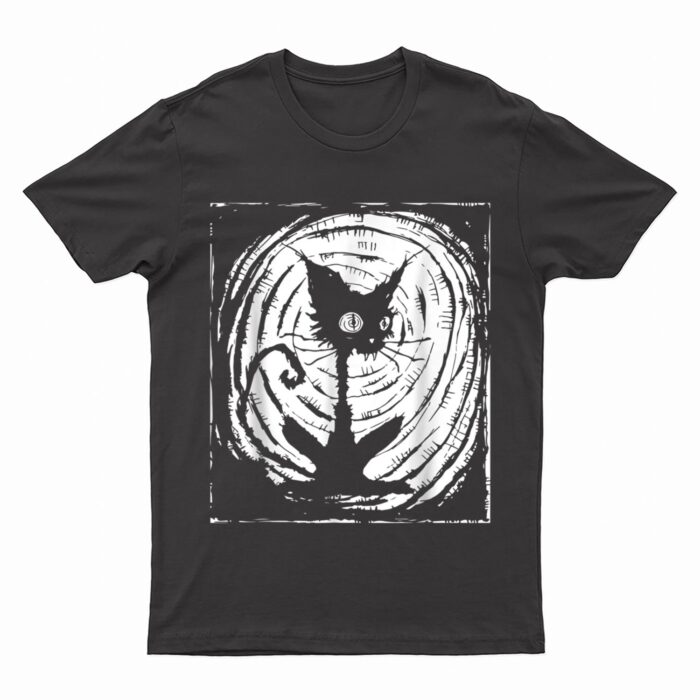 Black Cat Lazy Halloween Costume Scary Creepy T-Shirt