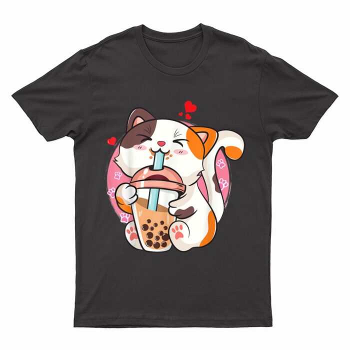 Cat Boba Bubble Tea Kawaii Anime Japanese T-Shirt