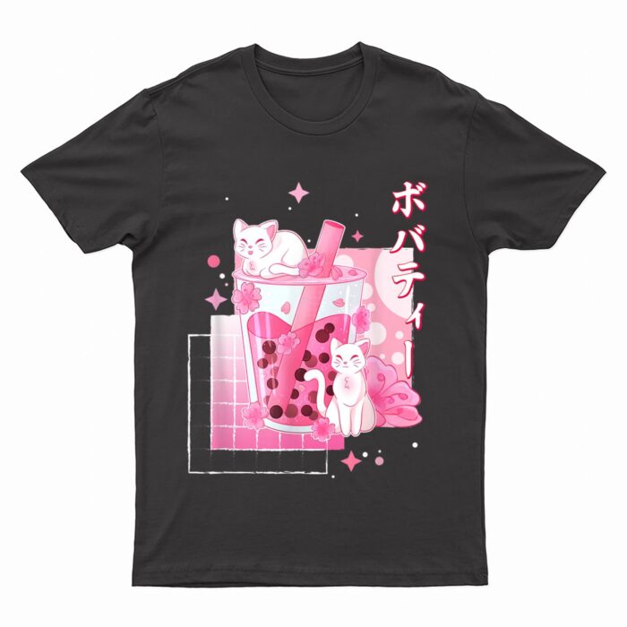 Cat Boba Tea Bubble Tea Anime Cats Lover Kawaii Gifts T-Shirt