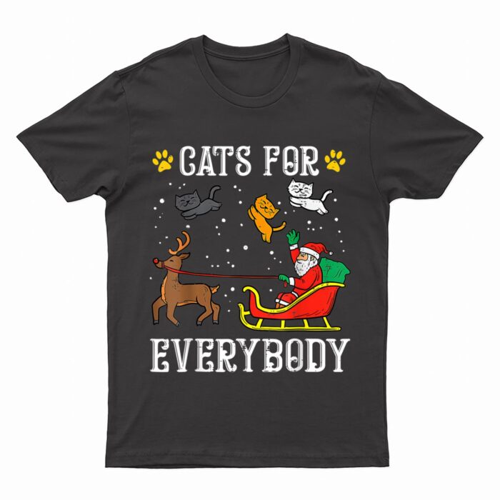Cats For Everybody Santa Funny Christmas PJs Xmas Women T-Shirt