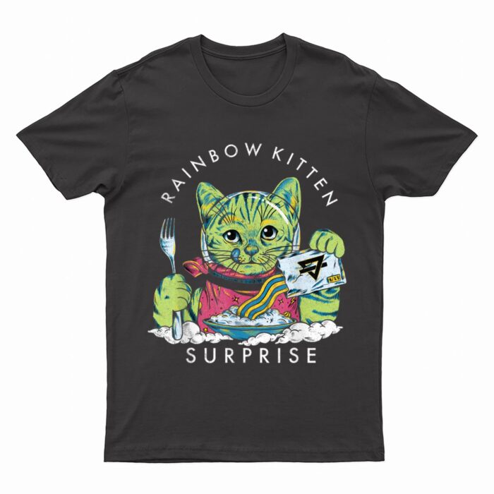 Cats Rainbow Kitten Surprise Cute Eat Retro Animals Vintage T-Shirt