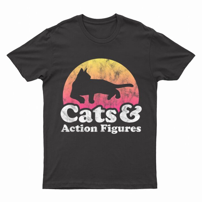 Cats and Action Figures Mens or Womens Cat and Action Figure T-Shirt