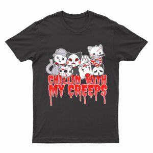 Chillin With My Creeps Cat Horror Serial Killer Halloween T-Shirt