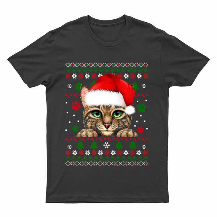 Christmas Cat Santa Hat Merry Catmas Ugly Christmas Sweater Premium T-Shirt