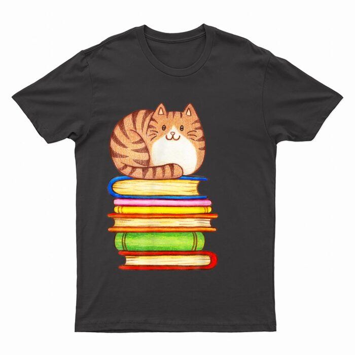Cute Cat Books Graphic Women S Book Lovers Eacher T-Shirt
