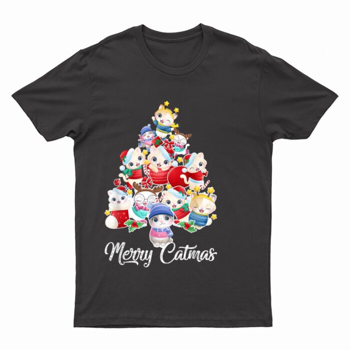 Cute Cat Christmas Tree Merry Catmas For Kitten Xmas Lover T-Shirt
