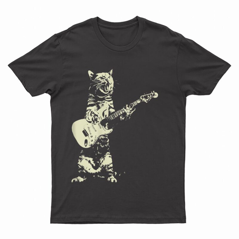 Cute Cat Playing Guitar T-Shirt