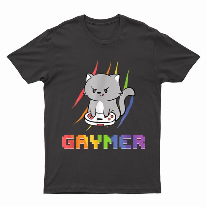 Cute Gaming Cat Gay Gamer T-Shirt