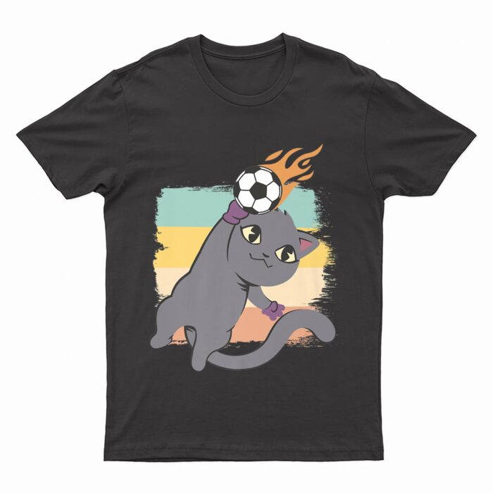 Cute Kawaii Football Soccer Player Funny Goalkeeper Best Cat T-Shirt