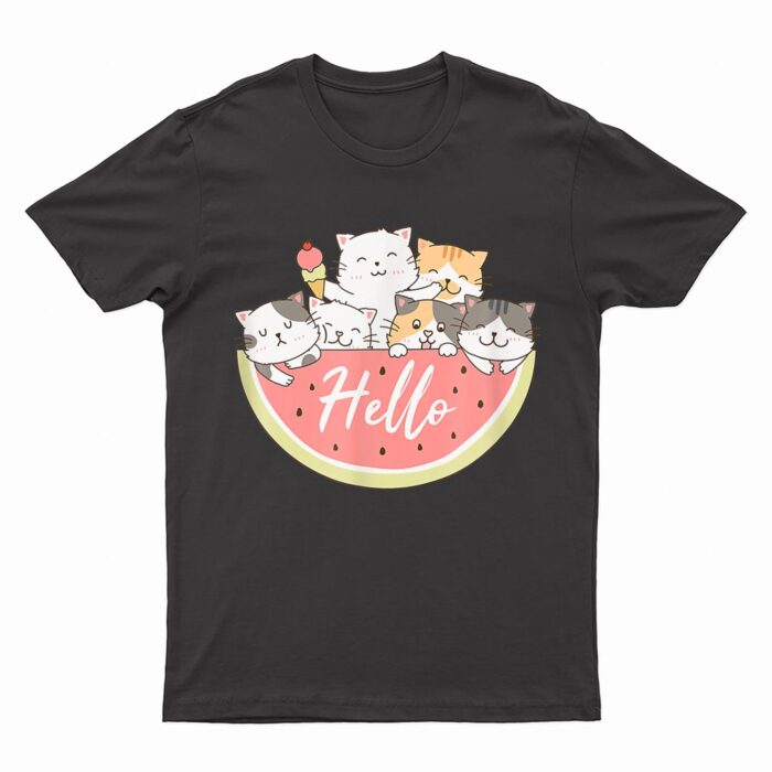 Cute Kitten In Watermelon Cute Cat Family Cat Motif T-Shirt