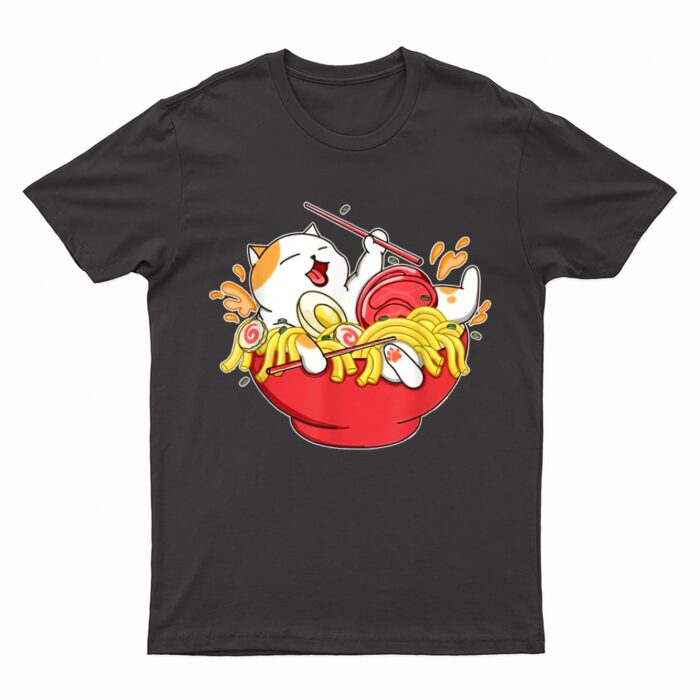 Cute Ramen and Cats Funny Anime Noodle Japanese Gift Girls T-Shirt