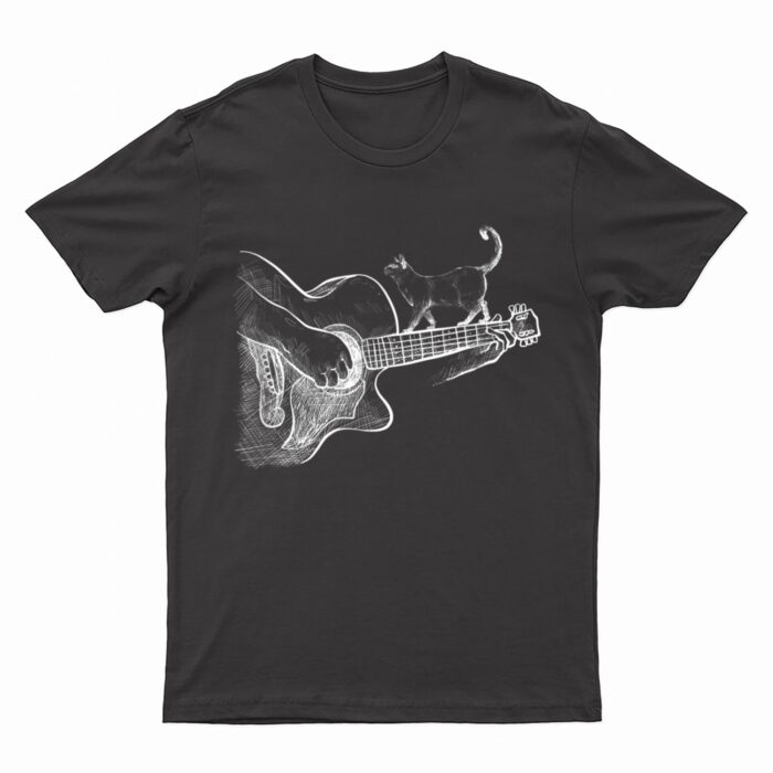 Cute Siamese Cat Guitar Player T-Shirt