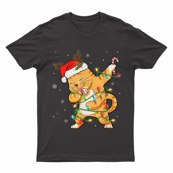 Dabbing Cat Santa Christmas Kids Boys Girls Catmas Xmas T-Shirt