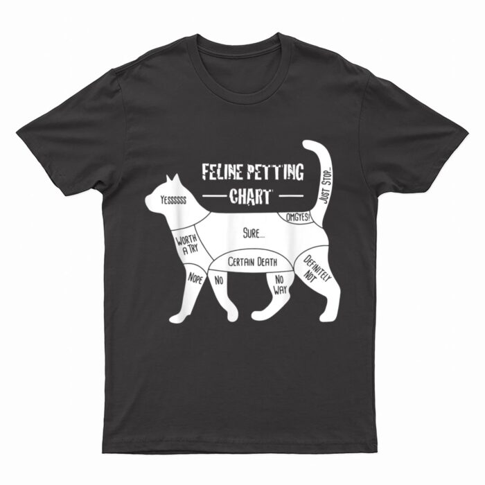 Feline Petting Chart Cat Apparel T-Shirt