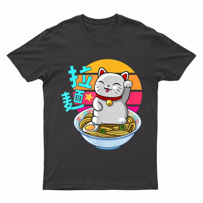Fortune Cat Ramen Kawaii Maneki Neko T-Shirt