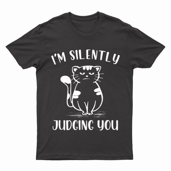 Funny Black Cat I'm Silently Judging You Retro T-Shirt