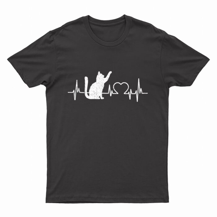 Funny Cat  for Women - Meowy Cute Cat Lover Heartbeat T-Shirt