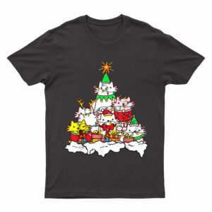Funny Cat Christmas Tree Lights Costume Matching Pajama Gift T-Shirt
