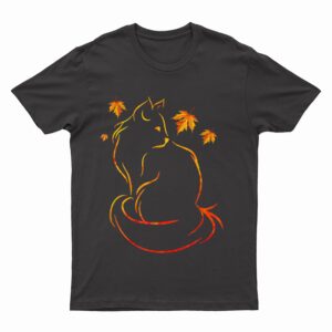 Funny Cat Leaf Fall Hello Autumn For Cute Kitten Lover T-Shirt