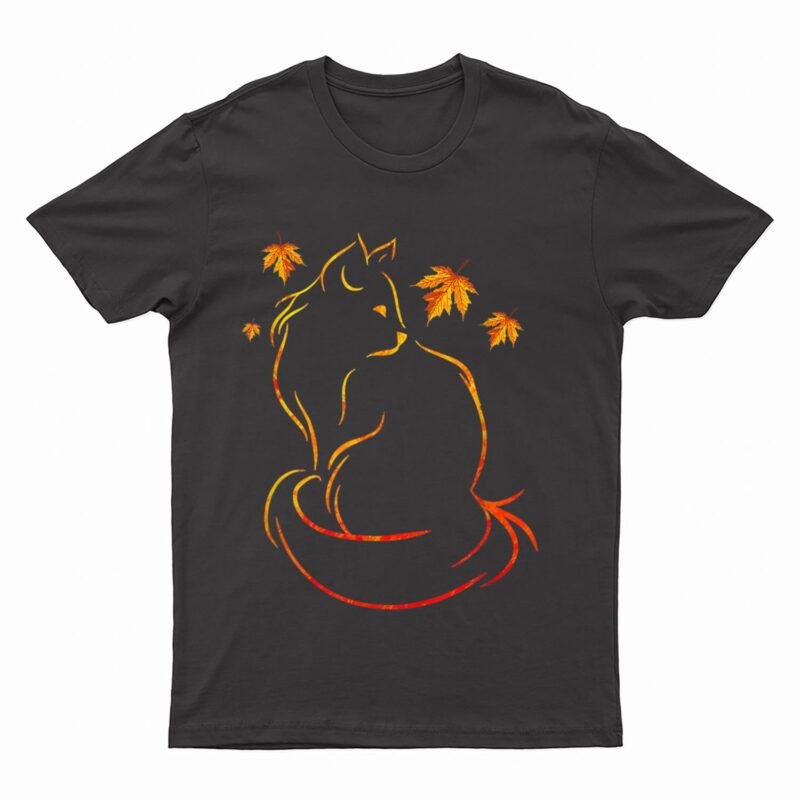 Funny Cat Leaf Fall Hello Autumn For Cute Kitten Lover T-Shirt