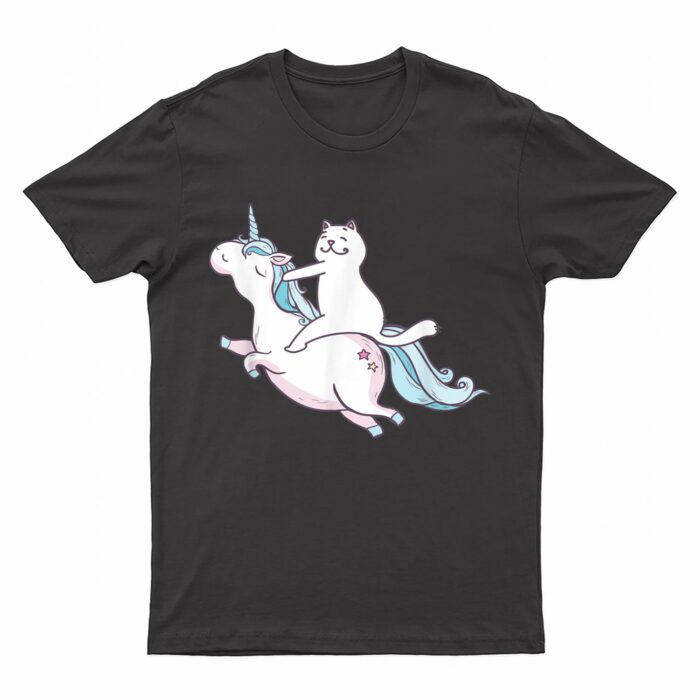 Funny Cat Riding Unicorn T-Shirt Hipster Always Be You Kitty T-Shirt