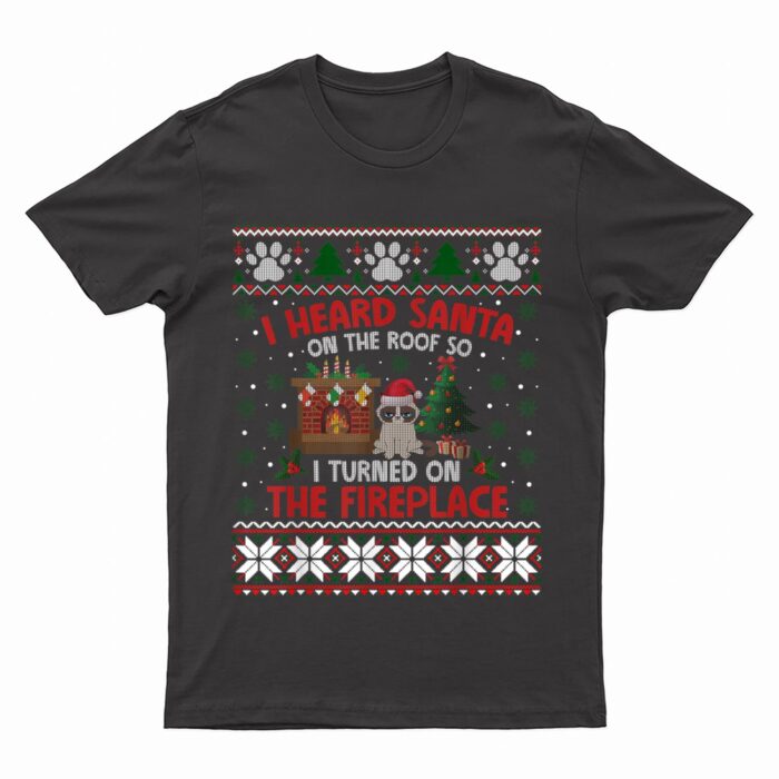 Funny Christmas Cat Hates Santa Annoyed Cat T-Shirt