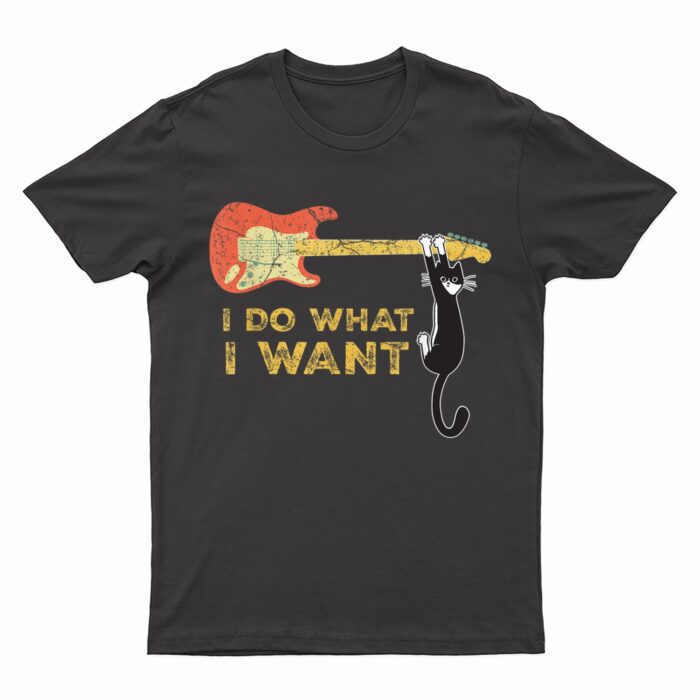 Funny Guitar Lover gifts, Retro I do what I want with my cat T-Shirt