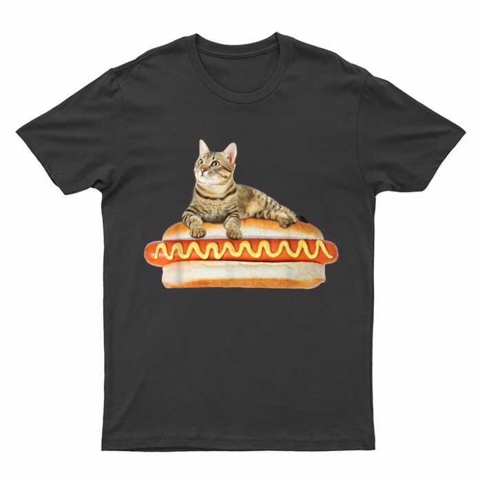 Funny Hot Dog Cat  by Zany Brainy, Cute Kitty Food T-Shirt