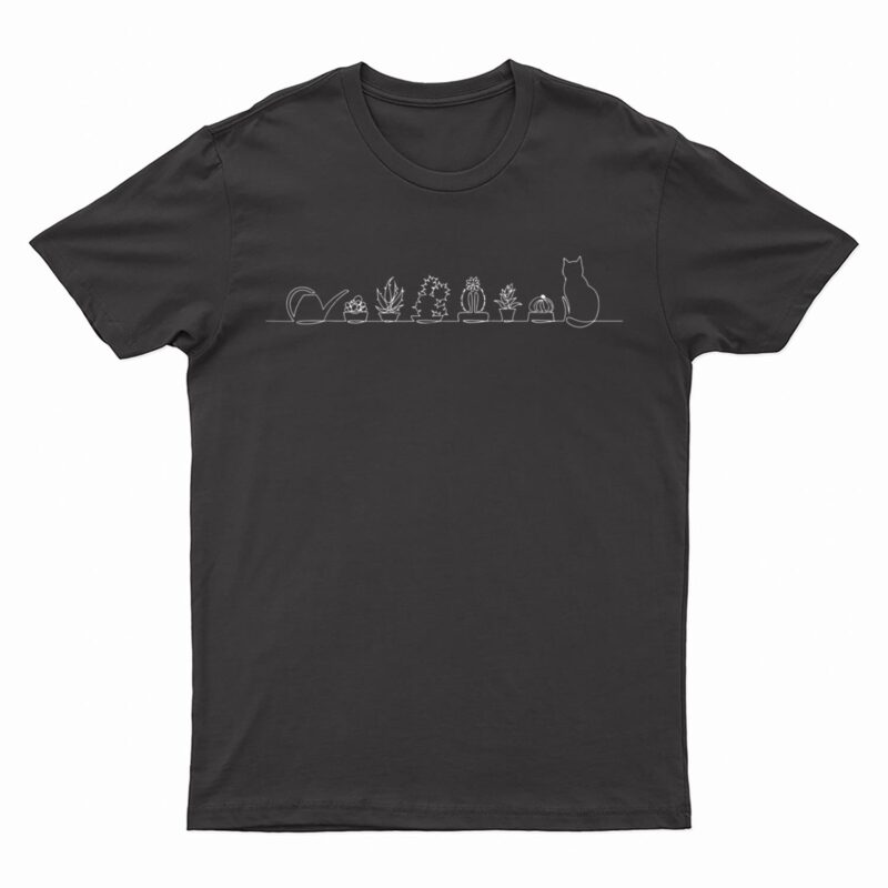 Gardening Gardener Cat Succulent Cactus Plant Lovers Funny T-Shirt