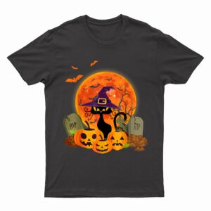 Halloween Scary Black Cat Funny Halloween Costume T-Shirt